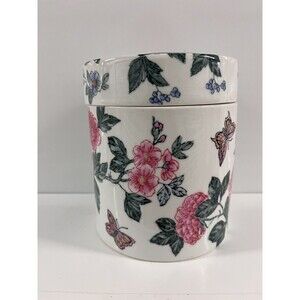 Peony & Bird Canister / Large Ceramic Floral Jar / Asian Art